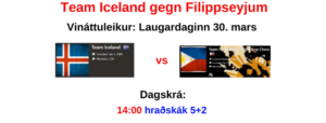 Team Iceland: Vináttuleikur gegn Filippseyjum @ chess.com