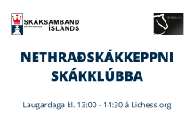 2. umferð Nethraðskákkeppni Skákklúbba á morgun kl. 13:00