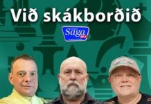 Hörður og Róbert við skákborðið á Útvarpi Sögu.