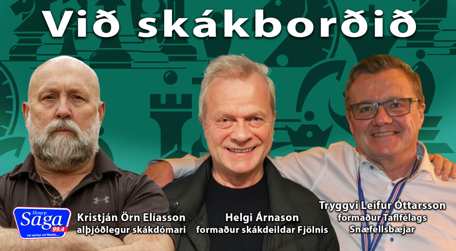 Helgi Árna og Tryggvi Leifur mættu við skákborðið og ræddu ...