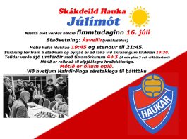 Júlímót Hauka verður á fimmtudaginn